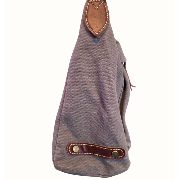 Vintage La Poet Waxed Canvas Crossbody Travel Bag Leather Accents & Weatherproof - Picture 7 of 13